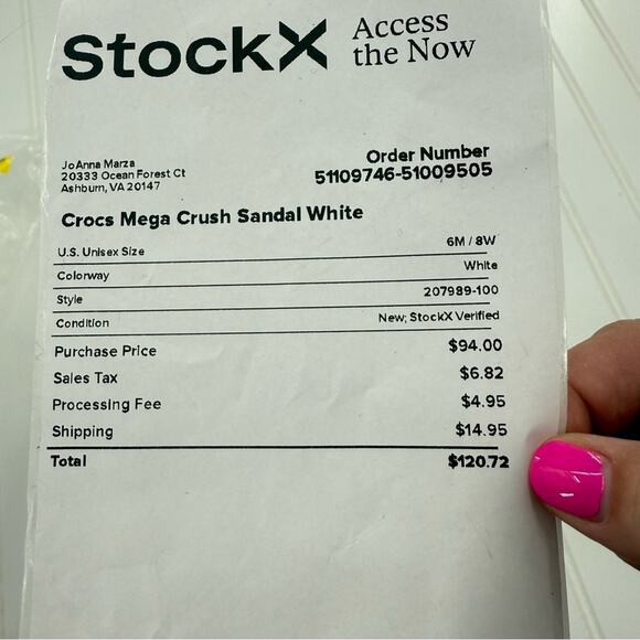 NWT Crocs Platform Mega Crush Chunky Iconic Sandal in White Size 8 - Picture 14 of 14